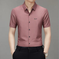 Men’s Striped Short Sleeve Shirt – Business Casual Summer