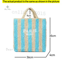 Women's Summer Beach Straw Style Tote Bag Handwoven Large Capacity Luxury Designer Travel Handbags Casual Portable Shoulder Bags