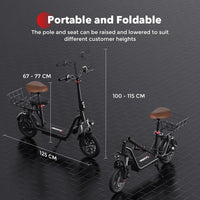 i12 Electric Scooter Foldable with Seat & Basket