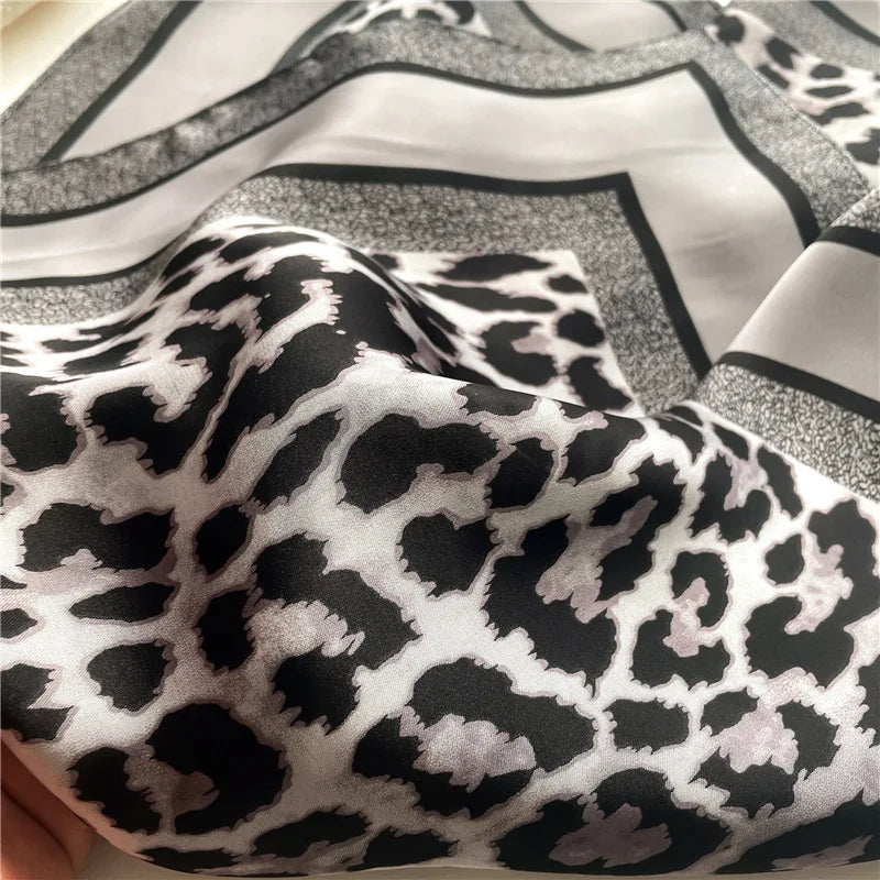Leopard Print Square Scarf Women’s Silk Style