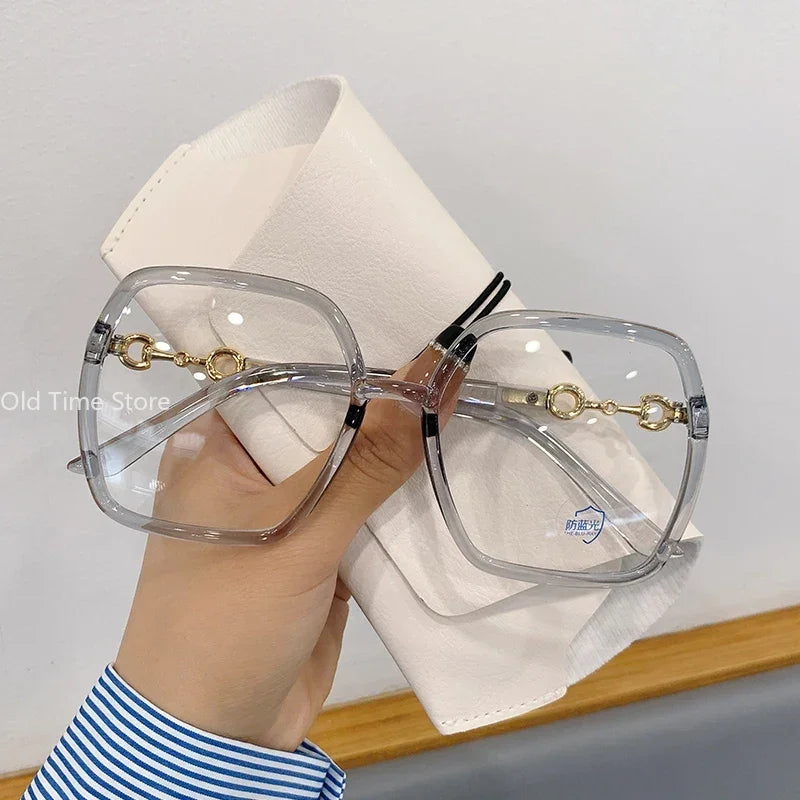 Oversized Square Myopia Glasses – Anti Blue Light Lenses