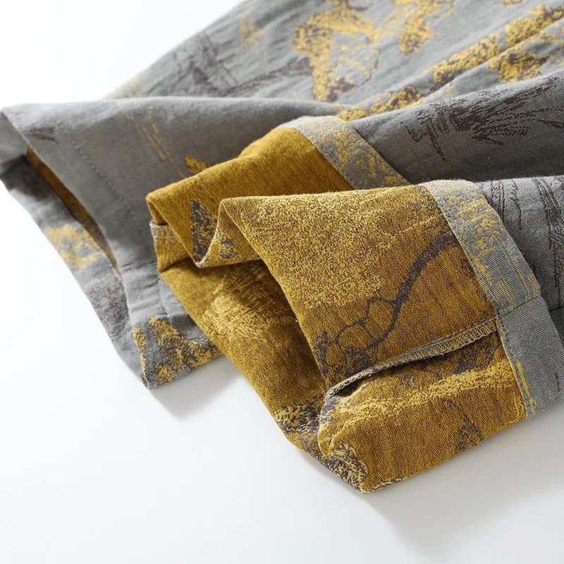 Men’s Cotton Kimono Pajama Robe – Jacquard Print Loungewear