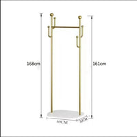 Gold Freestanding Metal Coat Rack with 6 Hooks