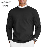 Men’s Crew Neck Knit Sweater – Solid Color Pullover