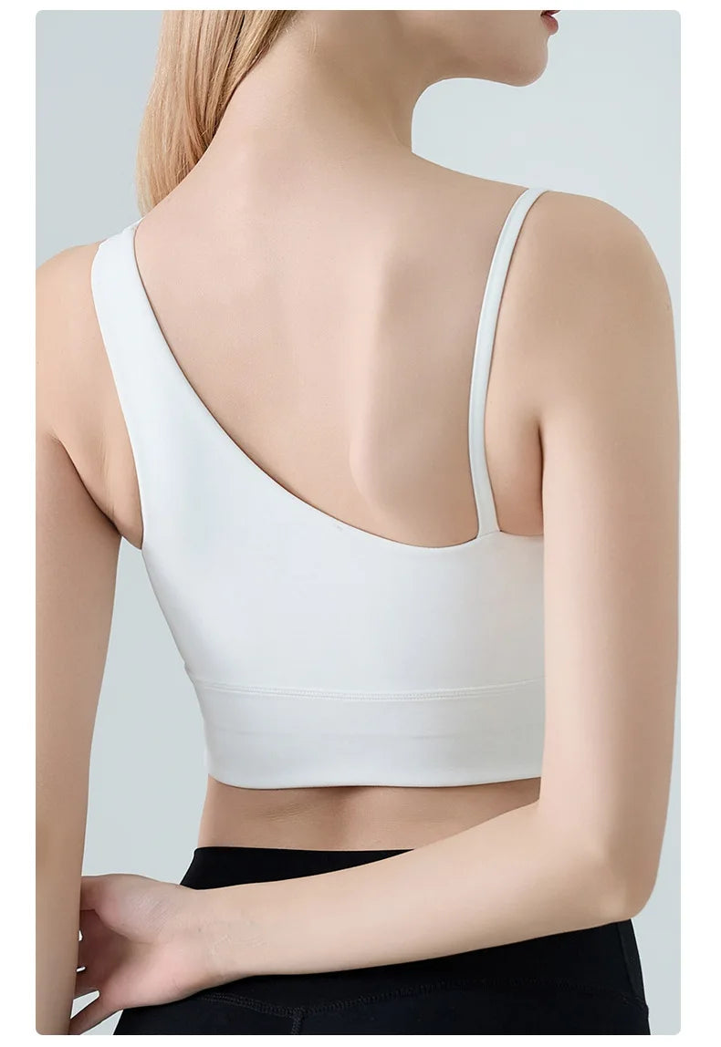 Sports Bra for Women, Shock-absorbing and Anti Sagging Bra, Worn Externally with Chest Cushion, Sloping Shoulder, Fitness Dance