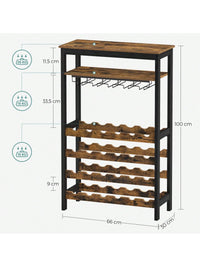 SONGMICS 24-Bottle Free Standing Wine Rack with Glass Holder, Wobble-Free, Kitchen Bar Dining Room,Display Storage Shelf