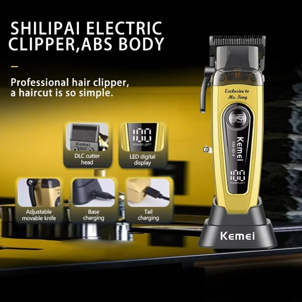 Professional Hair Clipper 11500 RPM Rechargeable KM-90-4