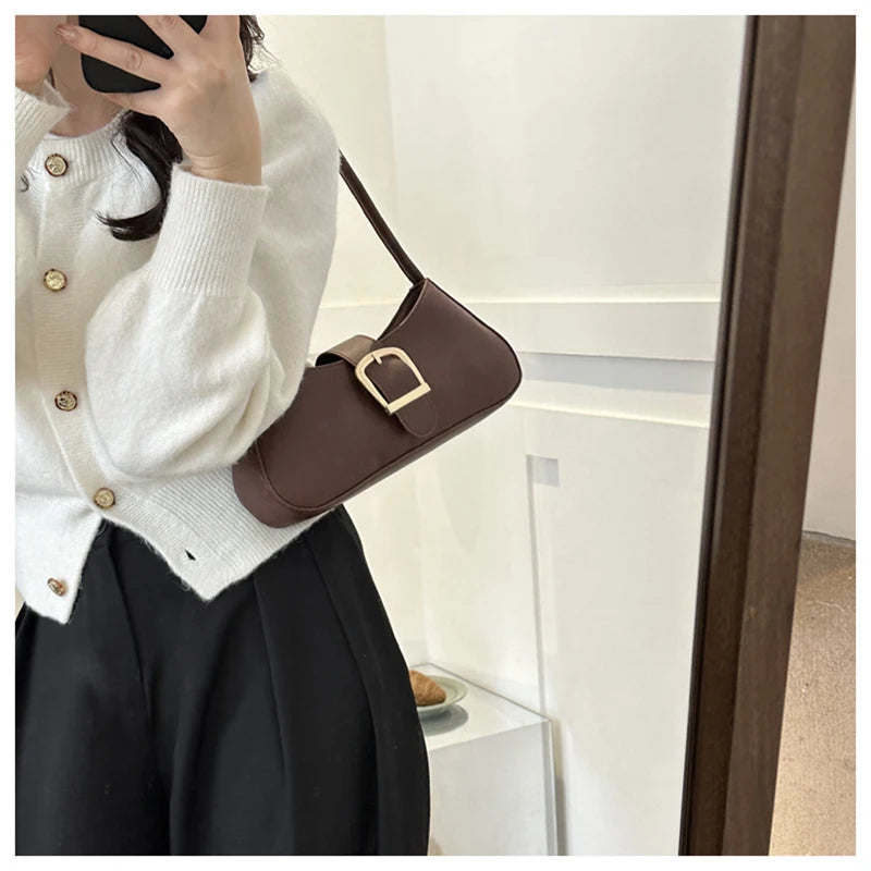 Women’s PU Leather Shoulder Bag – Vintage Soft Armpit Purse