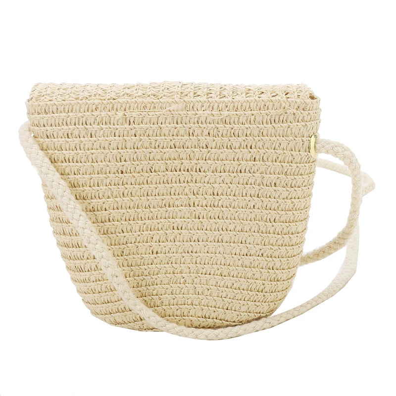Girls’ Woven Straw Crossbody Shoulder Messenger Bag