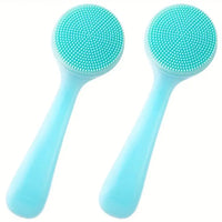 Silicone Facial Cleansing Brush Manual Makeup Residues Removal Face Cleaning Scrubber Long Handle Exfoliator Face Wash Brush