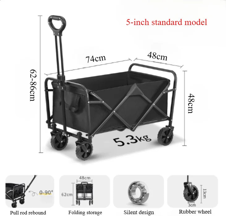 Outdoor Camping Cart – Large Capacity Foldable Trolley