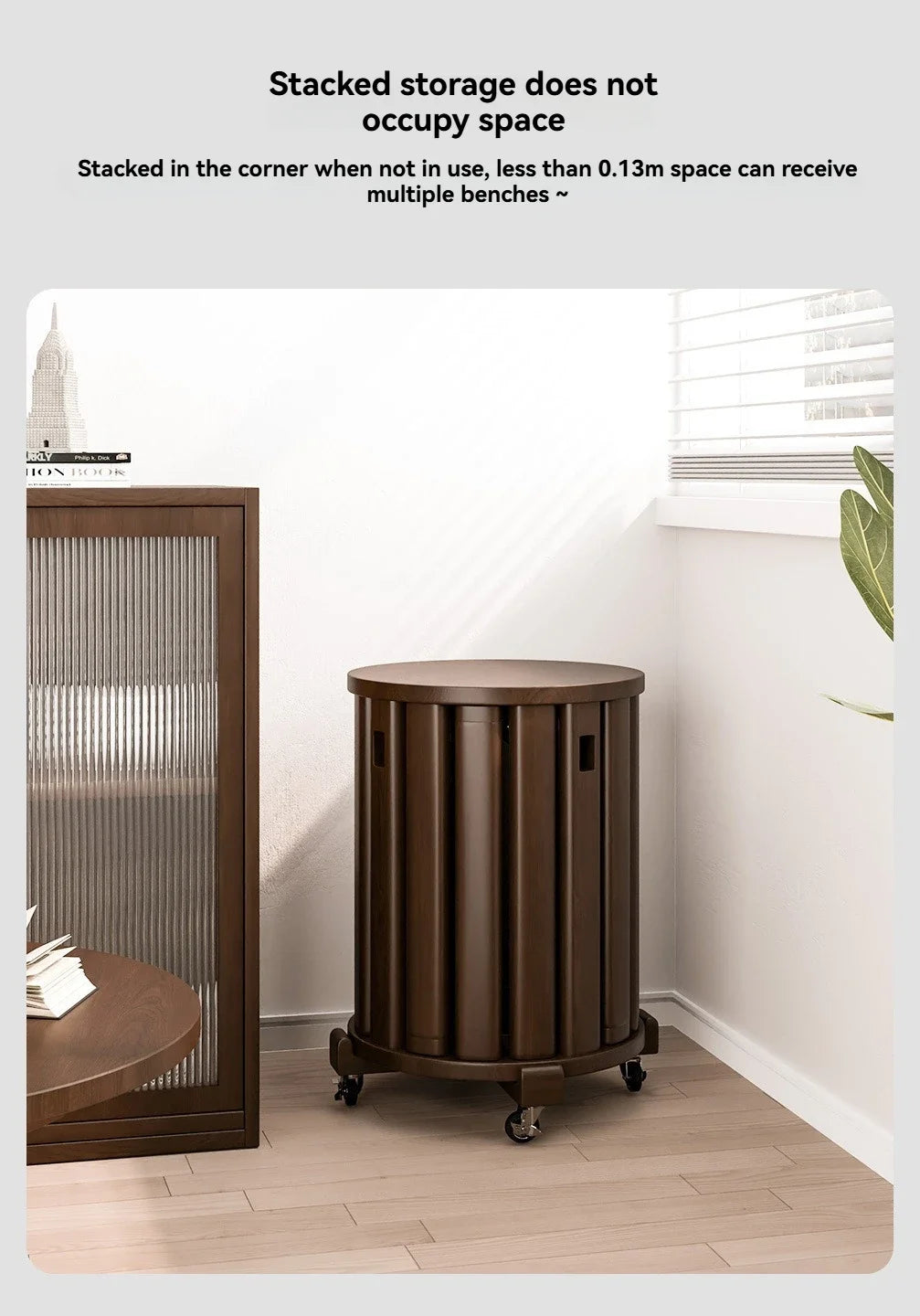 Stackable stool, modern dining table stool, natural wood, new Chinese style solid wood round stool