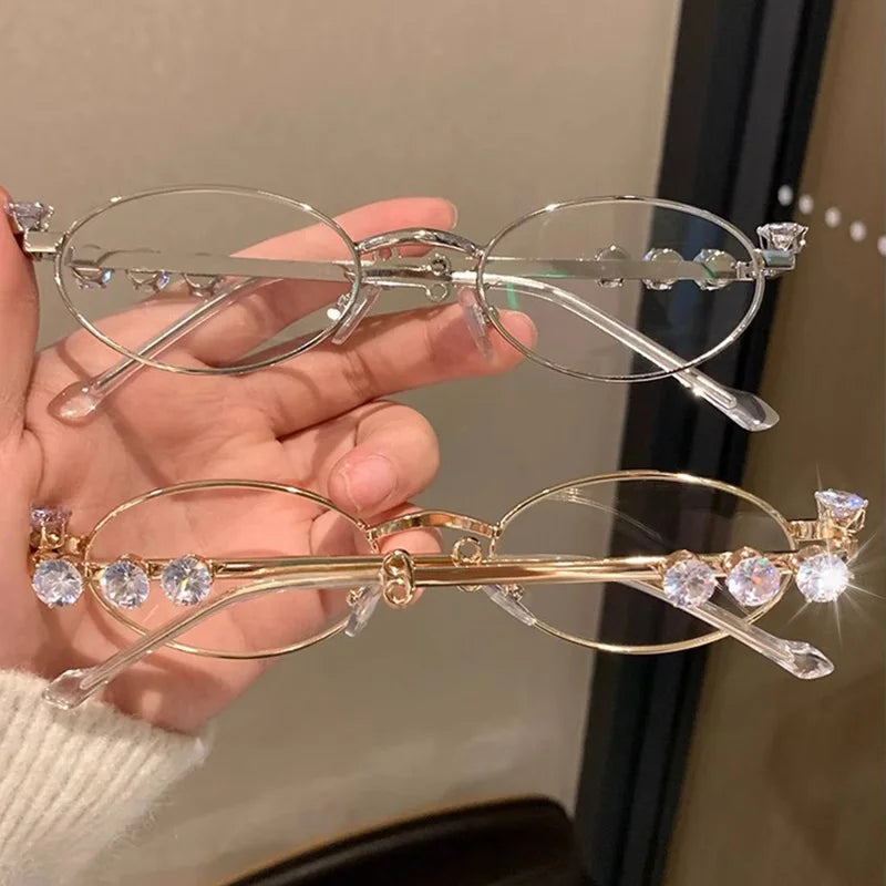 Oval Bling Sunglasses – Metal Frame Fashion Eyewear