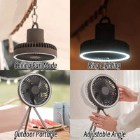 Rechargeable Camping Fan with LED Light – Portable 10000mAh