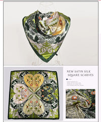 BYSIFA Beige Coffee Peony Silk Scarf Women 90x90cm