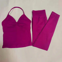 Women’s 2-Piece Fitness Set – Halter Vest & Hip-Lift Pants