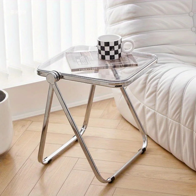 Foldable Transparent Square Table – Modern Office & Home