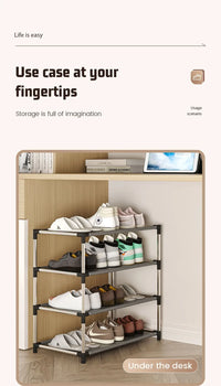 Metal Shoe Rack – Space Saving Black Shoe Storage Organizer