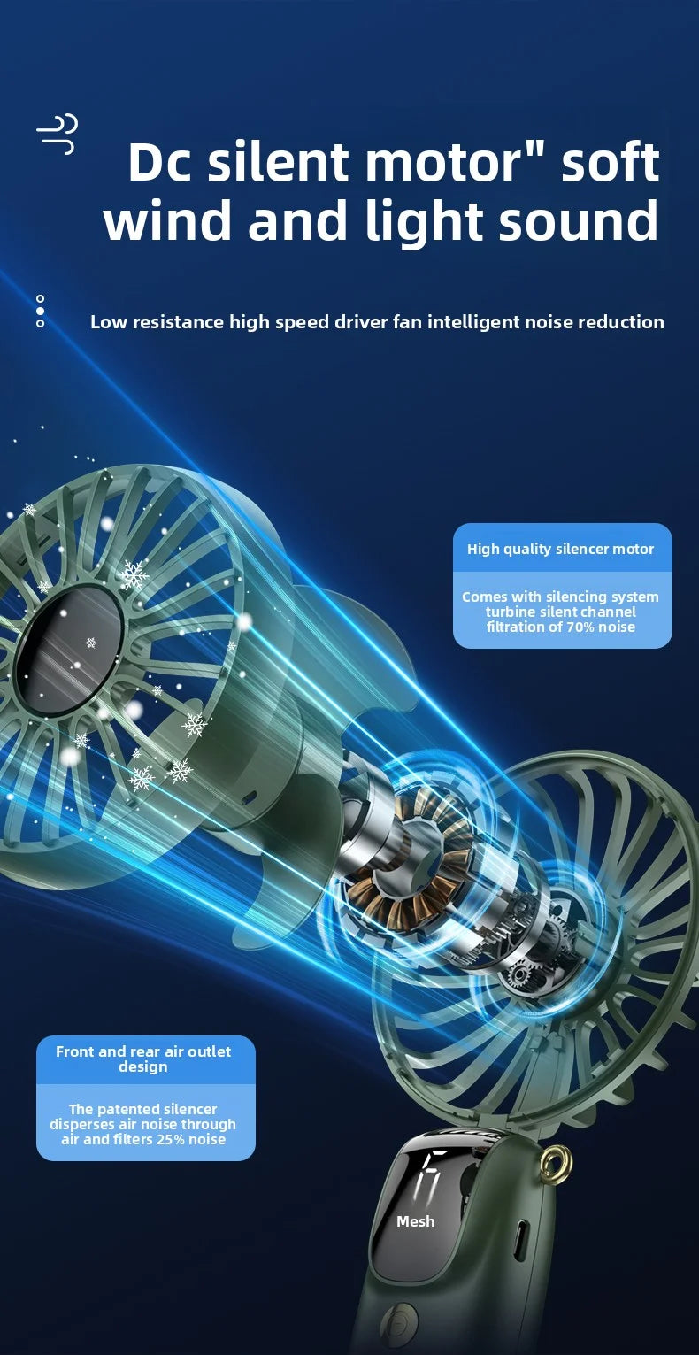 Portable Mini Handheld Neck Hanging Fan USB Rechargeable Battery Foldable Phone Holder with Aromatherapy  for Car  Home  Office