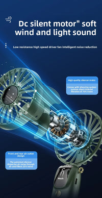 Portable Mini Handheld Neck Hanging Fan USB Rechargeable Battery Foldable Phone Holder with Aromatherapy  for Car  Home  Office