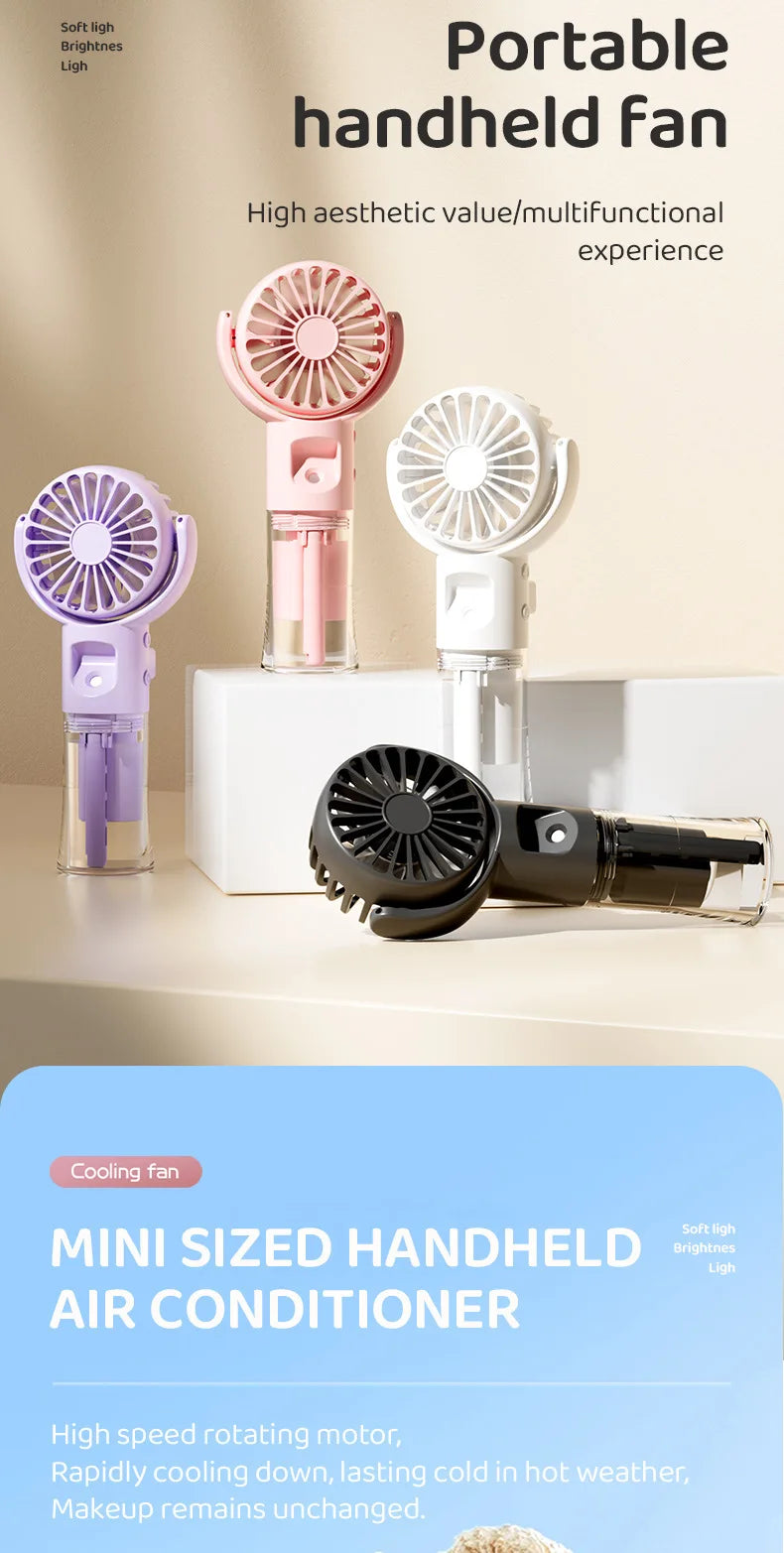 Mini USB Misting Fan – Portable Handheld Rechargeable Cooler