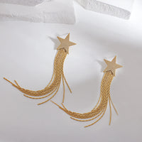 AENSOA Gold Star Tassel Drop Earrings for Women