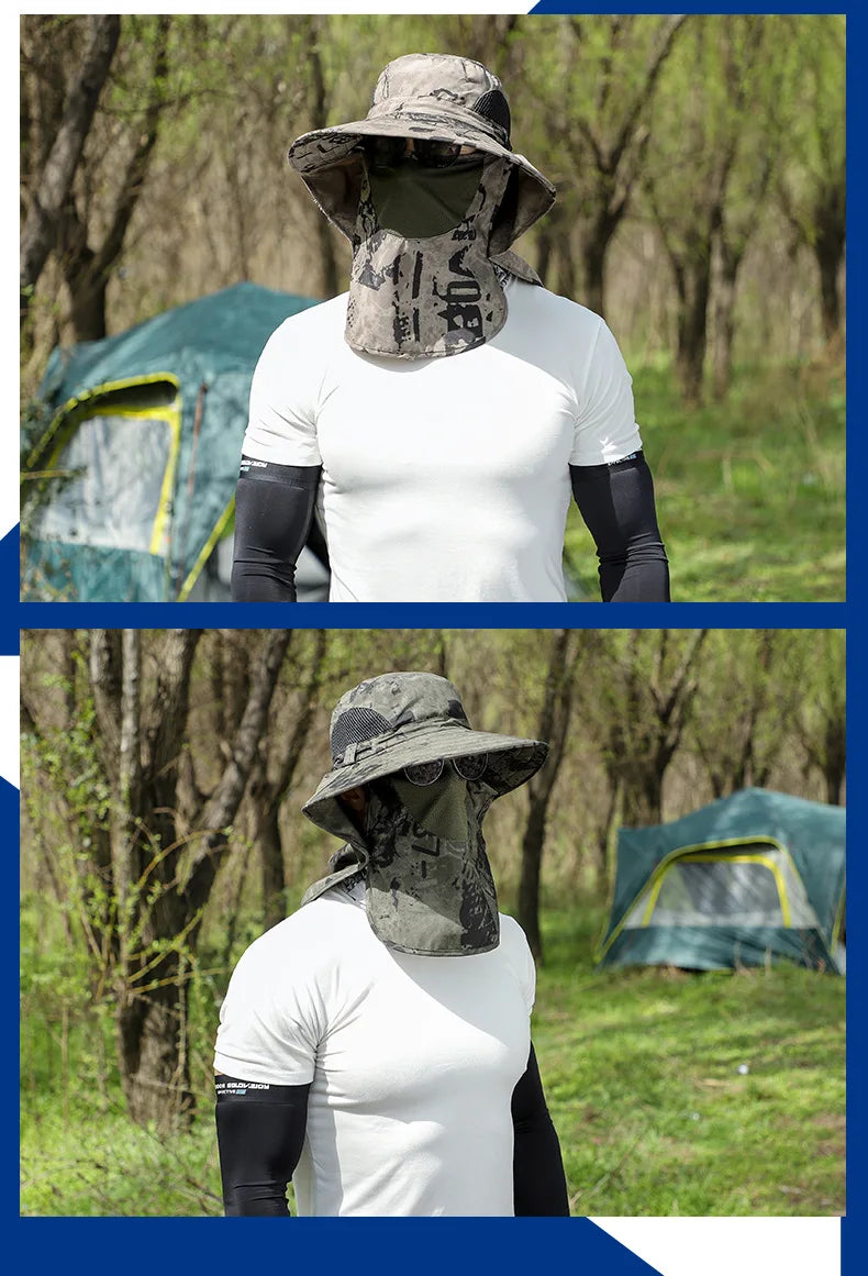 Men’s Panama Sun Hat with Neck & Face Cover