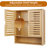 Wall Mounted Bathroom Cabinet Storage Shelf Bamboo Medicine Cabinet