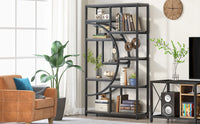 Tribesigns Bookshelf Industrial 5 Tier Etagere Bookcase, Freestanding Tall Bookshelves Display Shelf Storage Organizer