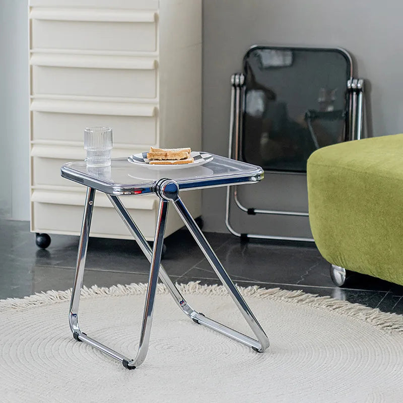 Foldable Transparent Square Table – Modern Office & Home