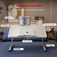 Modern Wooden Office Desk with Keyboard Shelf & Wheels