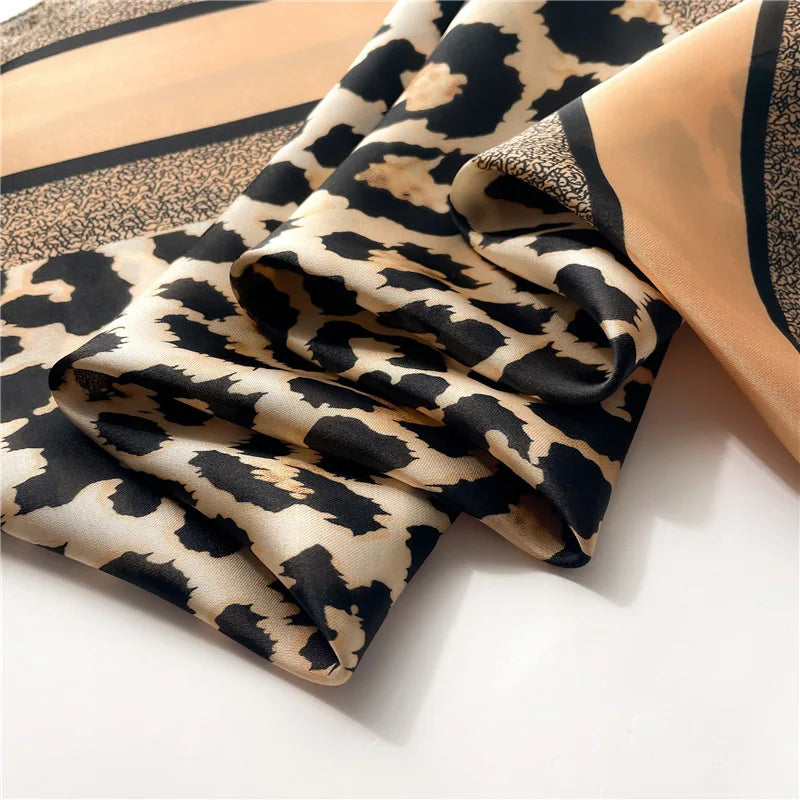 Leopard Print Square Scarf Women’s Silk Style
