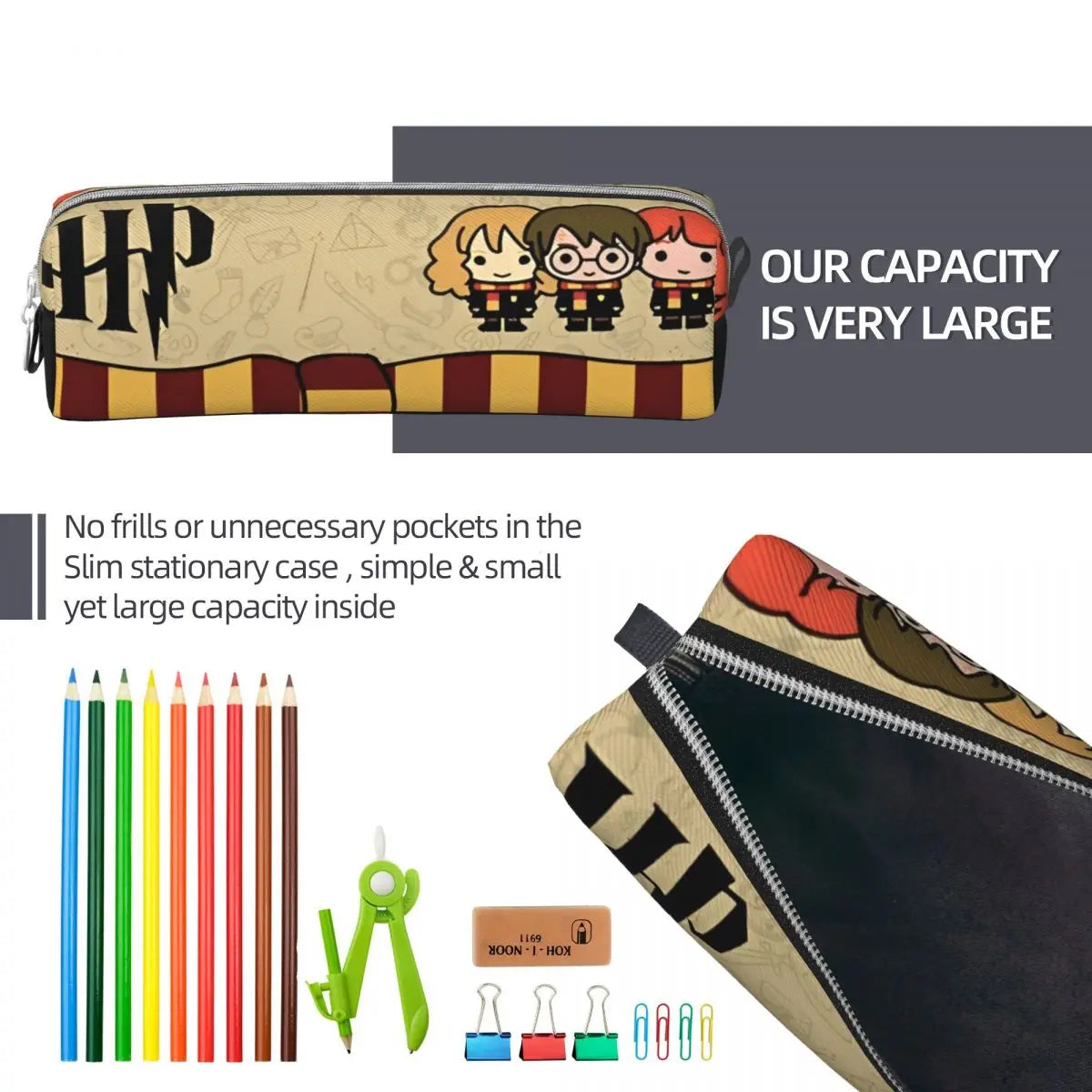 Harrys Potters Magic School Pencil Case Pencil Box Pen for Student Large Storage Bag Students School Gifts Stationery