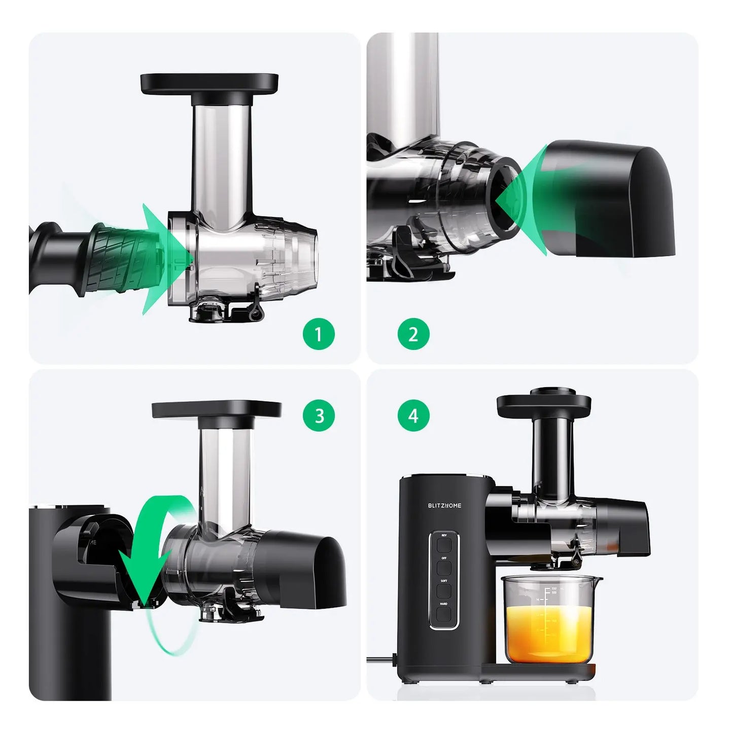 Blitzhome BH-JC01 Cold Press Juicer Slow Masticating