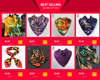 BYSIFA Beige Coffee Peony Silk Scarf Women 90x90cm