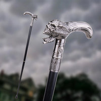 Skull Head Walking Stick with Hidden Plate Self Defense Fashion Cane Plate Cosplay Crosier Stick 93cm