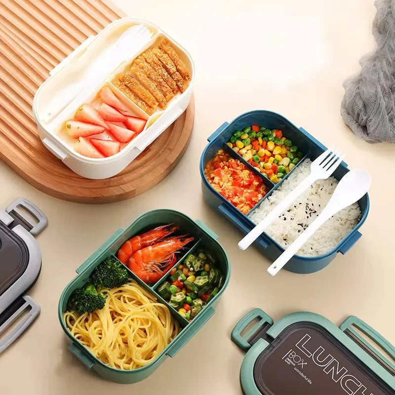 Portable Lunch Box with Spoon & Fork Food Storage