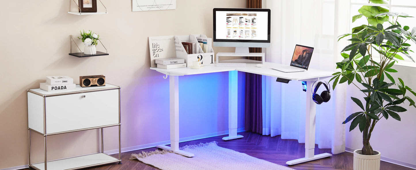 Electric L-Shaped Sit Stand Desk – 140x120cm Adjustable