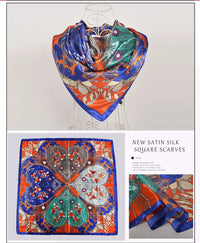 BYSIFA Beige Coffee Peony Silk Scarf Women 90x90cm