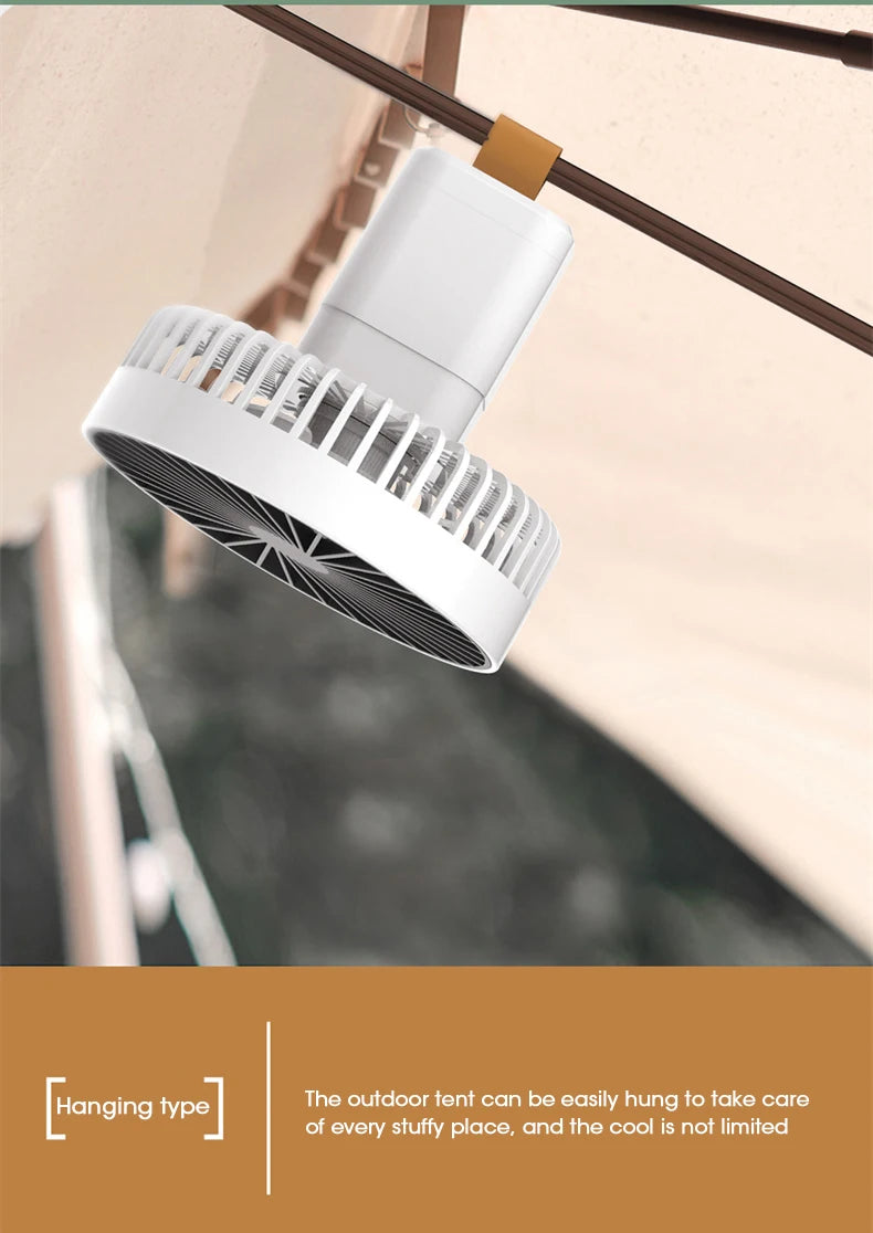 Retractable Camping Fan 10000mAh Rechargeble Portable USB Ceiling Fan Wireless Desk Electric Fans Folding Tripod Home Outdoor