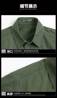 Men Cargo Shirt Short Sleeve Casual Cotton Work Shirt