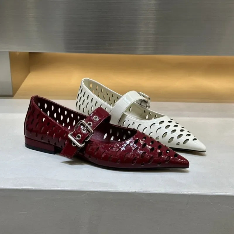 Women Sandals Pointed Toe  Flats Hollow Loafers Shoes