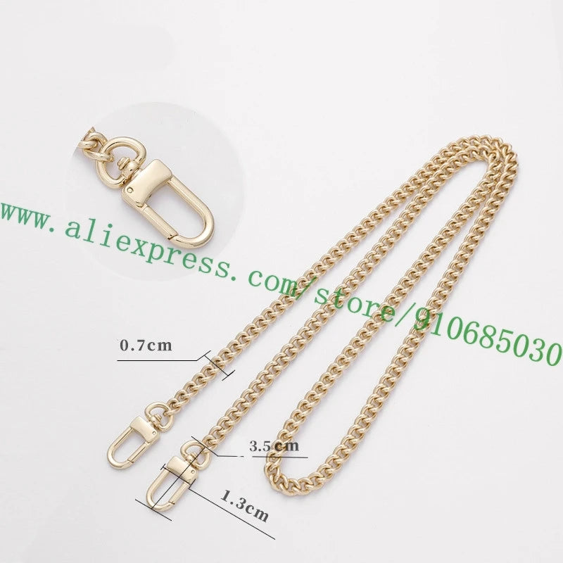 Polished Shine Stainless Metal Chain Shoulder Strap For Designer Lady Handbag Women Bag Purse Pochette Golden Silvery