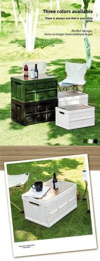 Folding Camping Storage Box Trunk Organizer & Bench