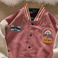 Men’s Corduroy Baseball Jacket Retro Embroidered Coat