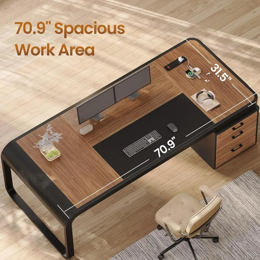 70.9" Executive Office Desk with Storage
