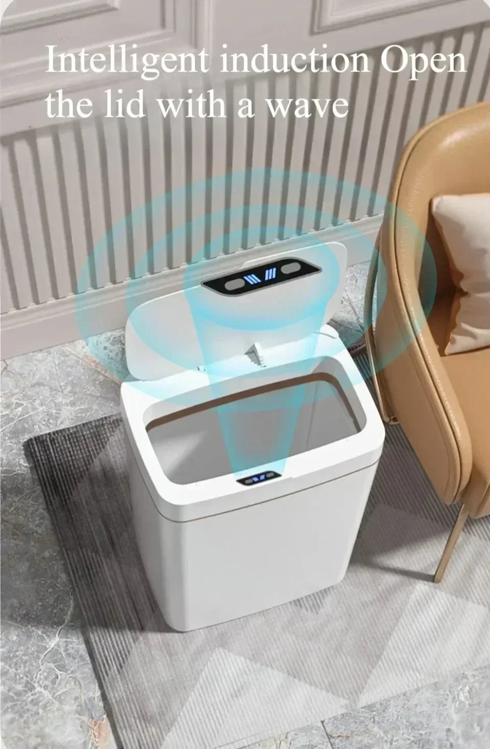 Smart Sensor Trash Bedroom Kitchen Touchless Rubbish Cans Waterproof Moisture Wide Body Design Sealed Odor Locked Garbage Bin