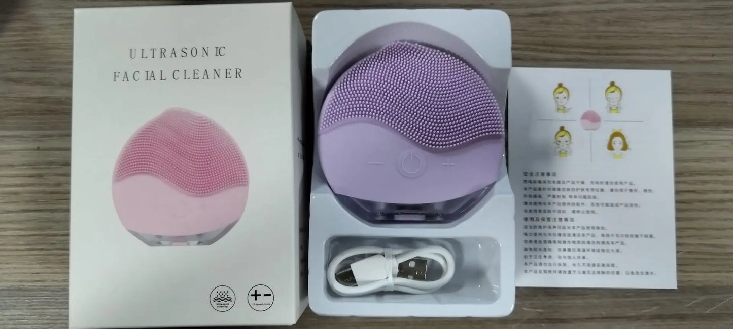 Silicone Face Cleansing Brush Electric Sonic Facial Deep Cleaning Brush Waterproof High-Frequency Vibrating Massager Skin Care