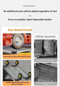 Steel plate trolley, four-wheel  truck, express pulling flatbed cart, small cart folding trailer, pushing and pulling trolley