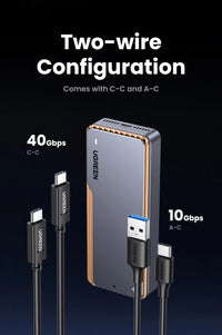 UGREEN 40Gbps NVMe SSD Case SSD Enclosure M.2 to USB4.0 Adapter for M.2 NVME PCIE Built-in Cooling Vest Aluminum Case